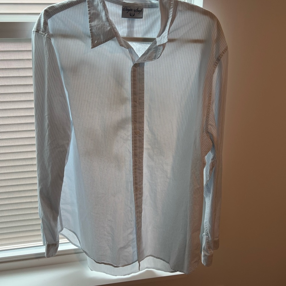 Taylor Swift Light Blue Striped Shirt